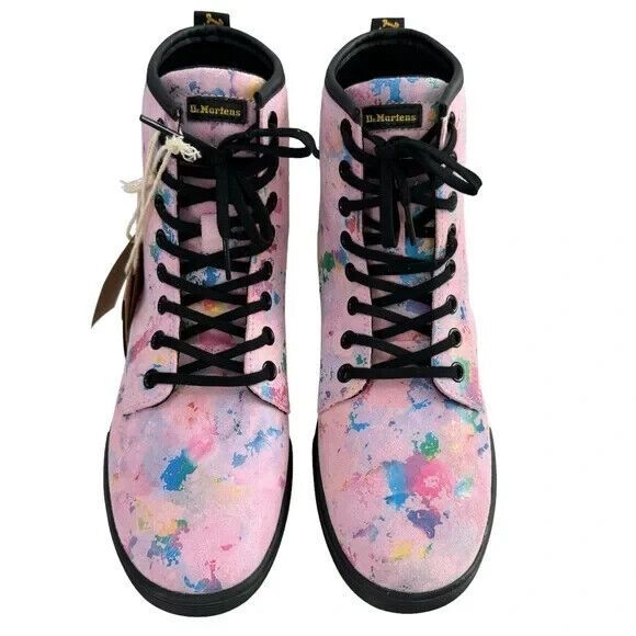 Dr. Martens Sheridan Pink Confetti Suede Lace-Up Boots Women’s Size 8 NEW!! - Picture 6 of 16